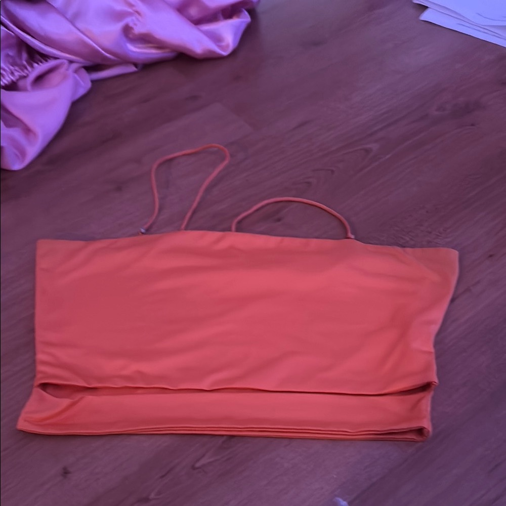 Orange Strapless Top
